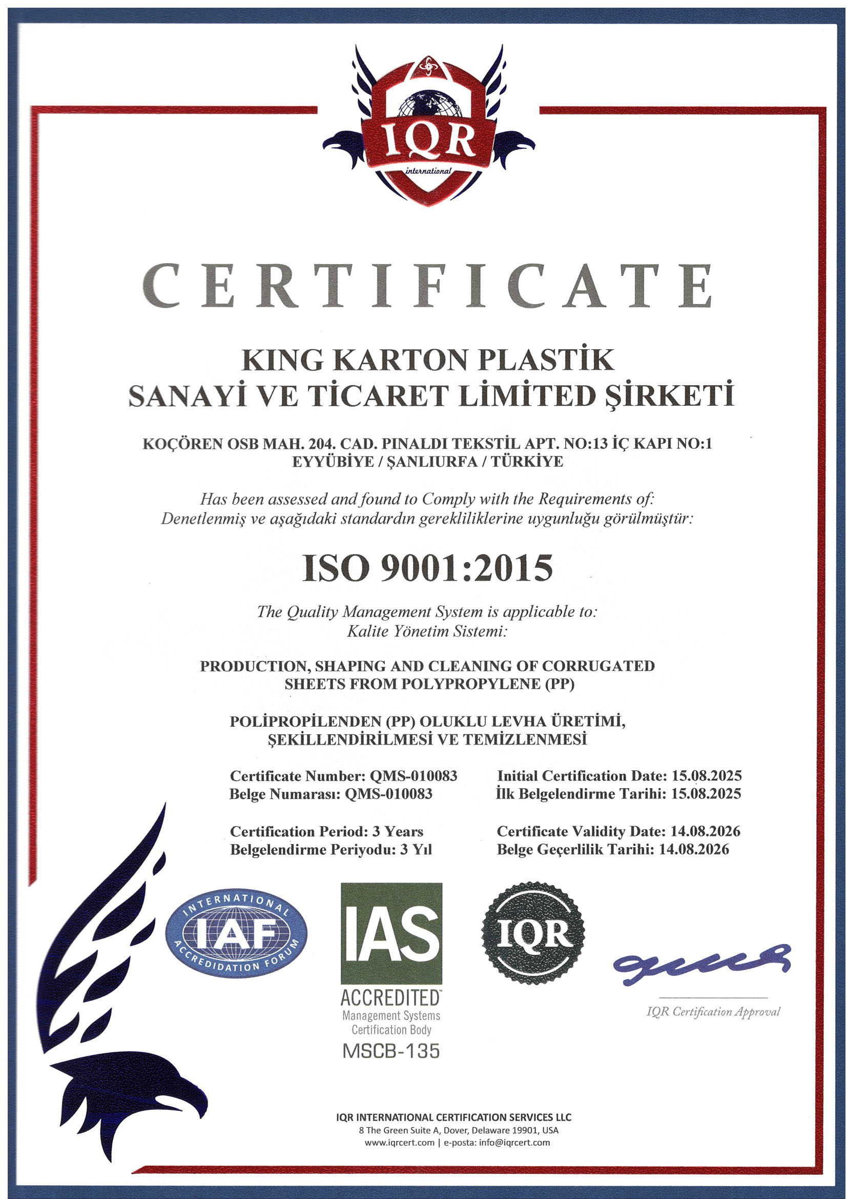 ISO 9 Belgesi
